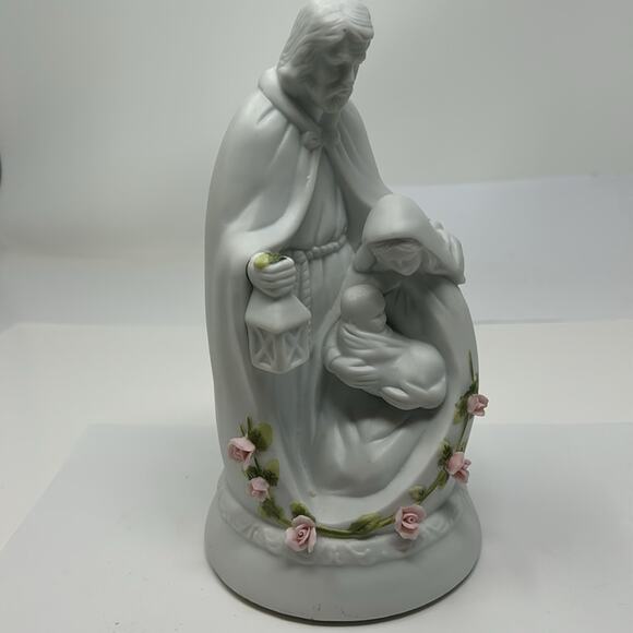 Touch Of Rose" By Roman Holy Family Bisque Music Box Light Porcelain - Picture 2 of 13